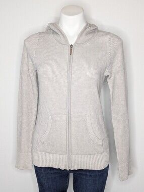 Margaret O'Leary Grey Cotton Zip Up Hoodie Sweater S